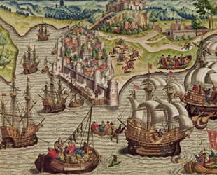Combate naval, ilustración de 